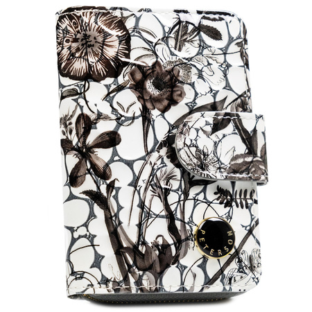 Schwarze Damen Geldbörse aus Leder mit RFID-Schutz, Druckknopf und Reißverschluss – Peterson