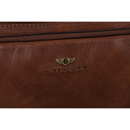 Braune Herren-Bauchtasche aus Leder mit Taschen und Schlüssel-Etui – Peterson