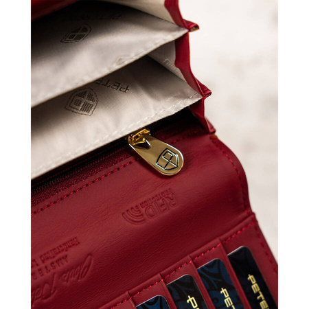 Rote Damen Geldbörse mit Münzfach und Druckknopf – Peterson