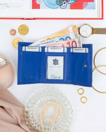 Kleine Damen Geldbörse mit Druckknopf aus echtem Leder – Rovicky