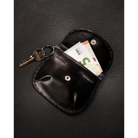 Schlüsseletui mit Münzfach schwarz aus Leder – 4U Cavaldi