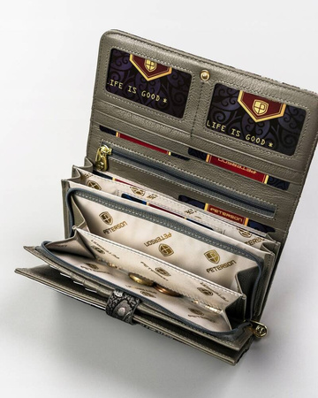 Große Damen Geldbörse aus Leder mit Druckknopf – Peterson