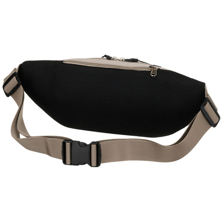 Praktische, hellgraue Sporttasche aus Polyester, aufgehängt an einem verstellbaren Gürtel – Peterson