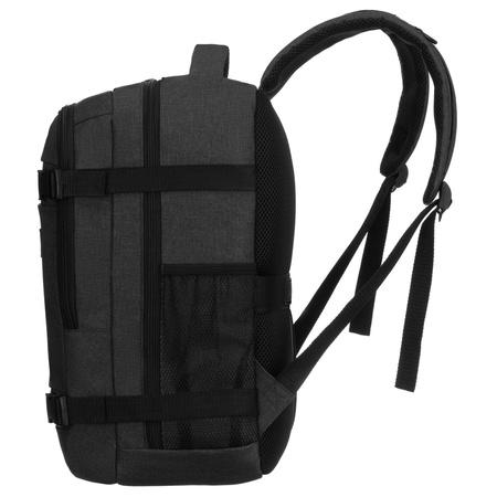 Geräumiger, schwarzer Reiserucksack aus Polyester, ideal als Handgepäck – Peterson