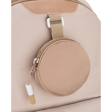 Praktischer Schulrucksack aus Polyester in Beige mit einer zusätzlichen Tasche und Platz für eine Trinkflasche - Peterson