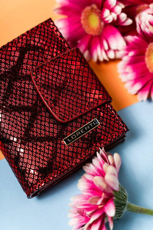 Kleine Damen Geldbörse aus Leder mit Druckknopf und Bügelverschluss – Lorenti