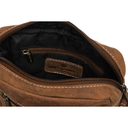 Herren-Umhängetasche in Braun mit Reißverschlüssen auf der Vorderseite – Peterson