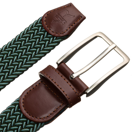 Grüner Textilgürtel mit klassischer, silberner Schnalle – Rovicky