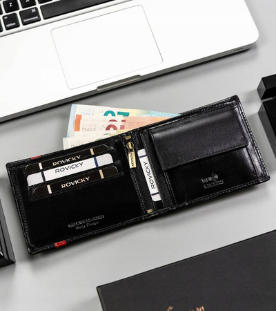 Herren Geldbörse aus Leder mit RFID-System – Rovicky