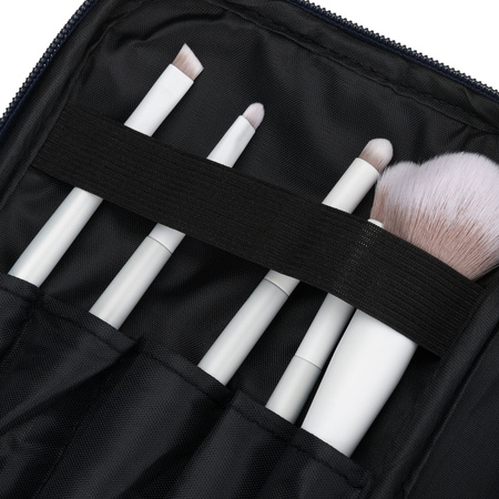 Dunkelblaue Kosmetiktasche aus Synthetikstoff mit praktischem Griff – Peterson