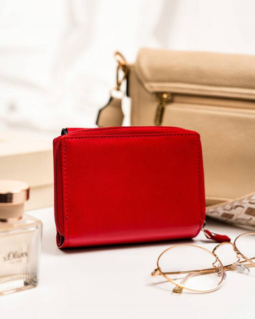 Kleine Damen Geldbörse aus Leder mit Druckknopf und Reißverschluss – Peterson