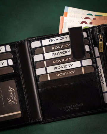 Große Herren Geldbörse aus Leder mit RFID-Schutz – Rovicky