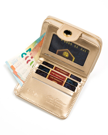 Kleine Damen Geldbörse aus Öko-Leder mit Druckknopf und Reißverschluss – Peterson