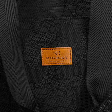 Schwarzer Damen-Shopper aus Polyester, aufgehängt an bequemen Griffen, mit einer äußeren Reißverschlusstasche – Rovicky