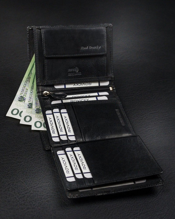 Funktionale vertikale Herren Geldbörse aus Echtleder ohne Verschluss – Rovicky