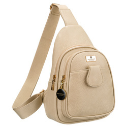 Moderne, funktionale beige Damen Gürteltasche Crossbody aus Öko-Leder – Peterson