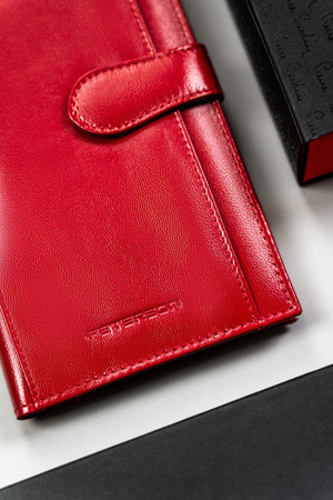 Großer, praktischer Damen Geldbörse mit Druckknopf aus Leder – Peterson