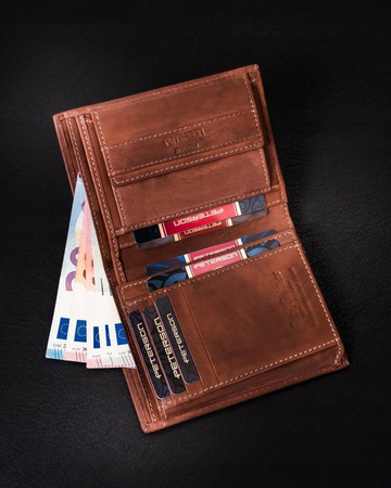 Herren Geldbörse aus verlaufendem Echtleder in Braun – Peterson