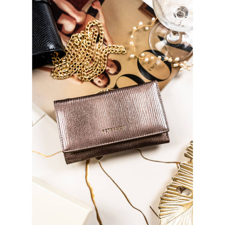 Damen Geldbörse aus Leder mit Fächern in Grau – Peterson