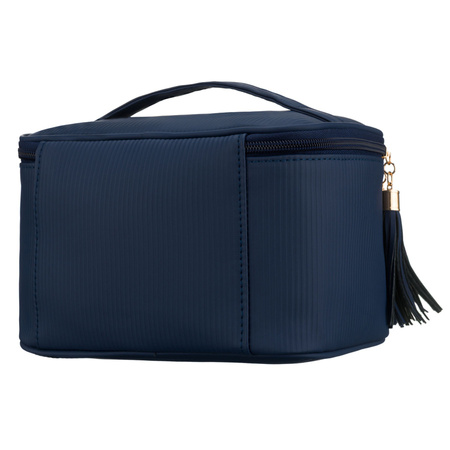 Dunkelblaue Kosmetiktasche aus Synthetikstoff mit praktischem Griff – Peterson