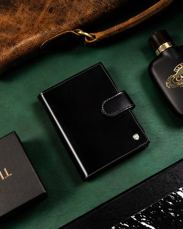 Große Herren Geldbörse aus Leder mit Druckknopf – Rovicky