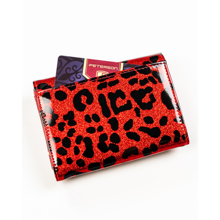 Rote Damen-Geldbörse aus Öko-Leder und Naturleder mit Fleckenmuster - Peterson