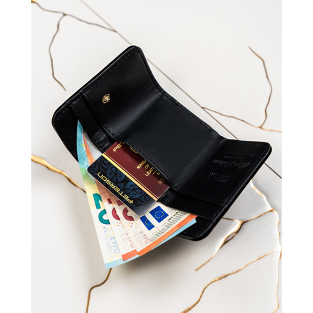 Kleine Damen Geldbörse mit Druckknopf und goldenen Akzenten – Peterson