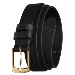 Lederner Damen Gürtel in Schwarz mit goldener, klassischer Schnalle - Peterson