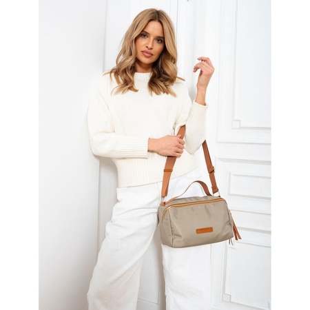 Städtische Umhängetasche aus Nylon und Öko-Leder in Khaki und Braun – Peterson