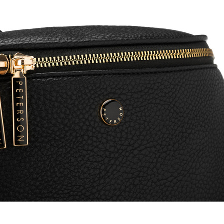 Praktische, städtische Damen-Bauchtasche aus Öko-Leder in Schwarz, einteilig - Peterson