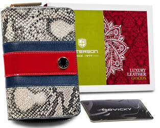 Hochformat Damen Geldbörse aus Leder mit Schlangenprägung – Peterson