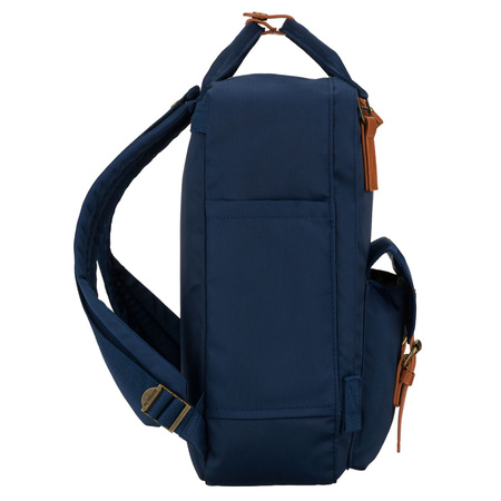 Dunkelblauer Damen-Rucksack aus Polyester und Öko-Leder, mit Reißverschluss - Peterson