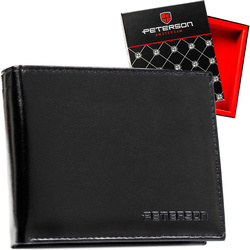 Elegante Herren Geldbörse aus schwarzem Leder ohne äußeren Verschluss – Peterson