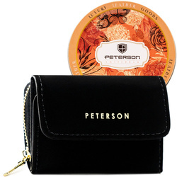 Kleine Damen Geldbörse mit Druckknopf und goldenen Akzenten – Peterson