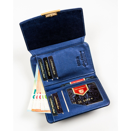 Granatrote Damen-Geldbörse aus Öko-Leder mit RFID-System – Peterson