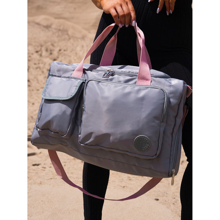 Sport-Reisetasche aus Polyester in Grau-Rosa mit Reißverschluss – Peterson