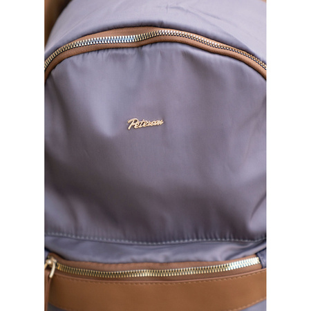 Grauer, städtischer Damen-Rucksack aus Polyester mit Reißverschlüssen – Peterson