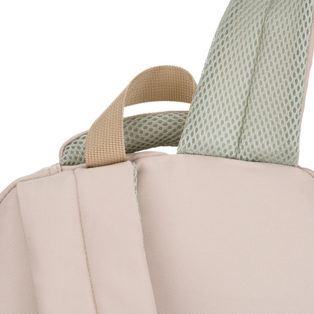 Beiger, modischer Schulrucksack aus Polyester, aufgehängt an verstellbaren Schultergurten – Peterson