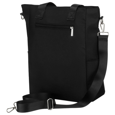 Schwarze, geräumige Damen-Shopper-Tasche mit Henkeln und abnehmbarem Gürtel – Peterson