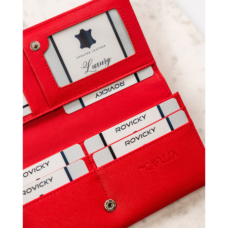 Damen Geldbörse aus Öko-Leder in Rot mit Druckknopf & Bügelverschluss – 4U Cavaldi