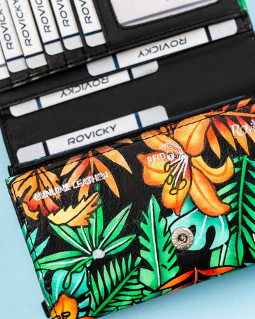 Damen Geldbörse mit Druckknopf aus echtem Leder – Rovicky