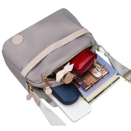 Damen-Umhängetasche aus Nylon in Grau mit Reißverschluss – Peterson