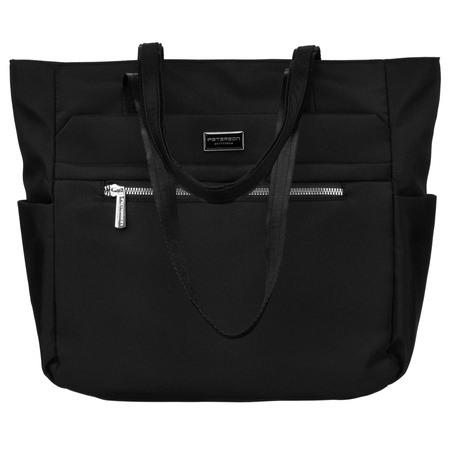 Praktische schwarze Damen Shopper Tasche für die Schulter – Peterson