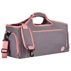 Geräumige, Wochenend-Reisetasche in Grau-Rosa mit einem Thermofach für Schuhe - Peterson
