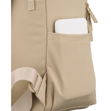 Kleiner Damen-Rucksack aus Polyester in Ecru, ein Hauptfach mit Außentasche - Peterson