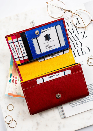 Elegante Damen Geldbörse aus Leder mit Druckknopf – Rovicky