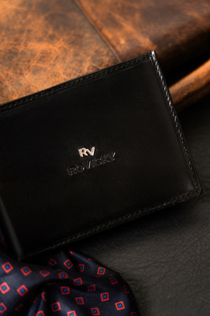 Klassische Herren Geldbörse aus Leder ohne Verschluss – Rovicky