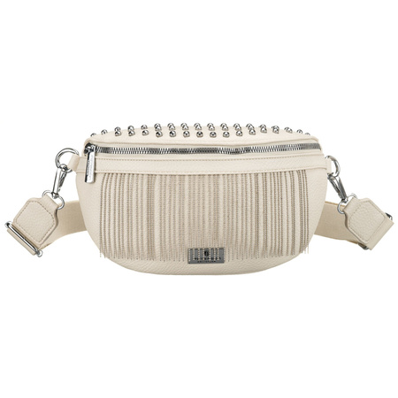 Modische Damen-Gürteltasche aus Öko-Leder in hellem Beigeton, mit Reißverschluss verschließbar – Peterson
