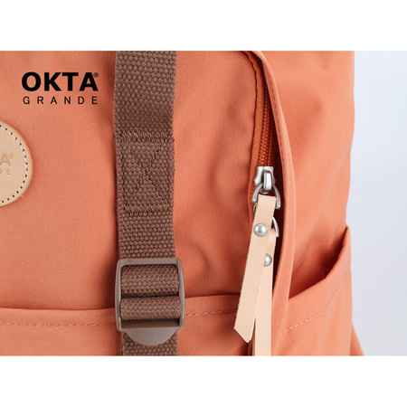 Orange-brauner City Rucksack mit Reißverschluss – Himawari