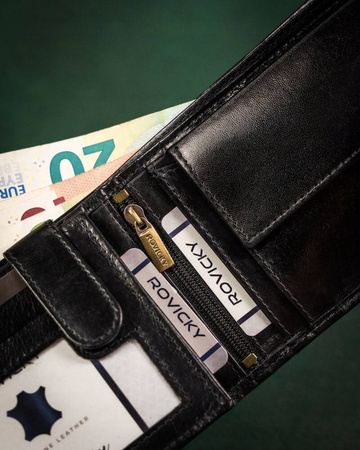 Elegante Herren Geldbörse aus Leder ohne äußeren Verschluss – Rovicky